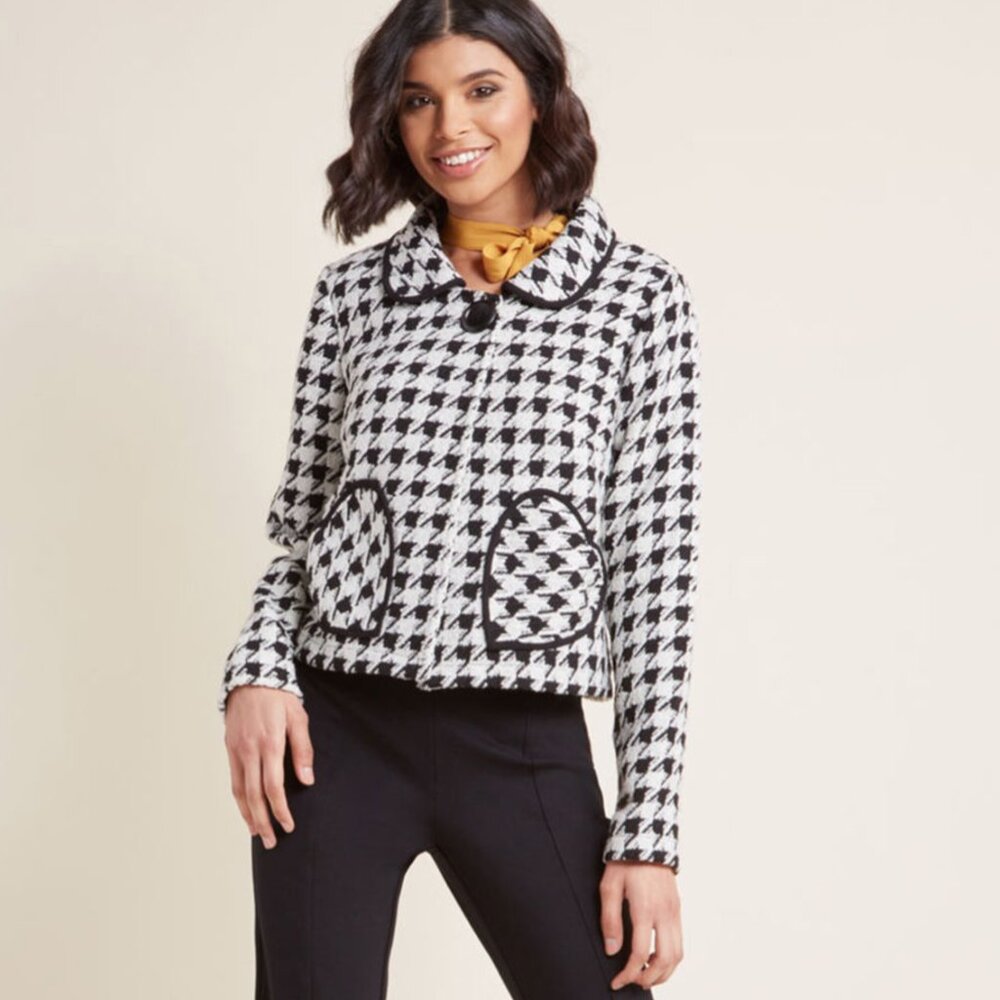 Lace & Mesh for Modcloth Houndstooth Cropped Blazer - 3X